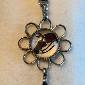 Vintage Reverse Painted Intaglio Horse Equestrian Bracelet